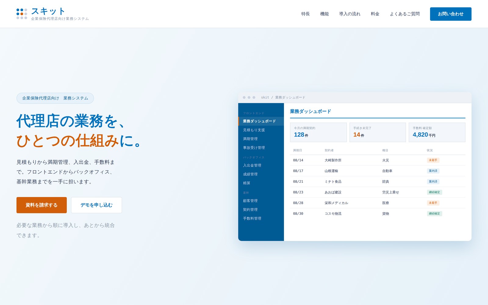 スキット — 企業保険代理店向け業務システム